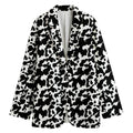 Black And White Cow Pattern Print Women's Cotton Blazer