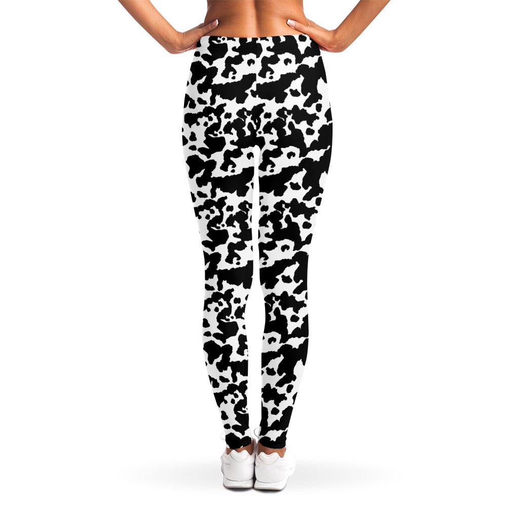 Black And White Cow Pattern Print Women's Leggings