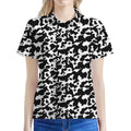 Black And White Cow Pattern Print Women's Polo Shirt