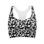 Black And White Cow Pattern Print Women's Sports Bra