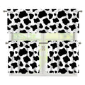 Black And White Cow Print 3 Piece Kitchen Curtains