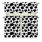 Black And White Cow Print 3 Piece Kitchen Curtains