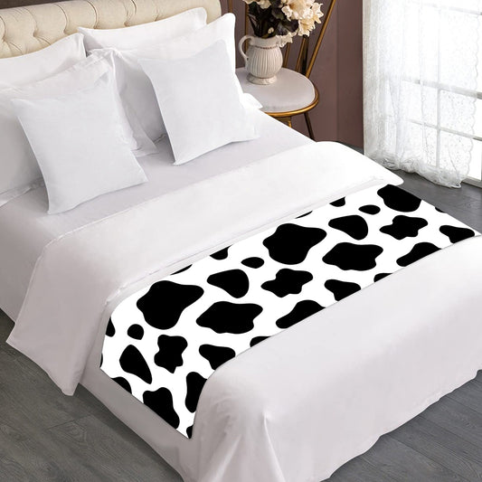 Black And White Cow Print Bed Runner