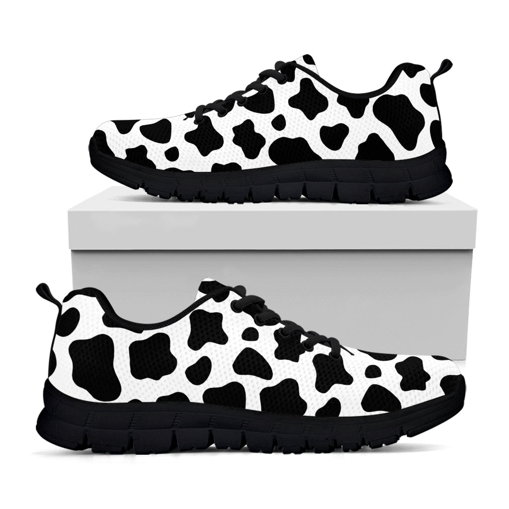 Black And White Cow Print Black Running Shoes