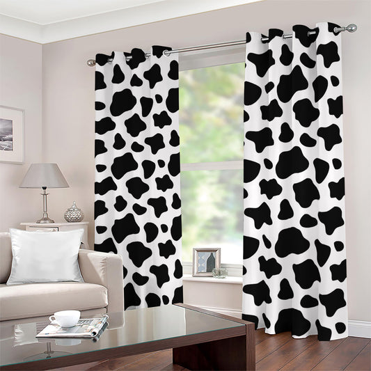 Black And White Cow Print Blackout Grommet Curtains