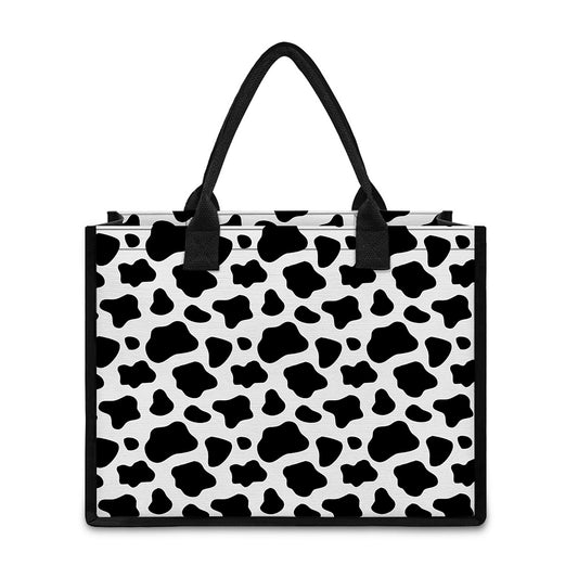 Black And White Cow Print Canvas Tote Bag