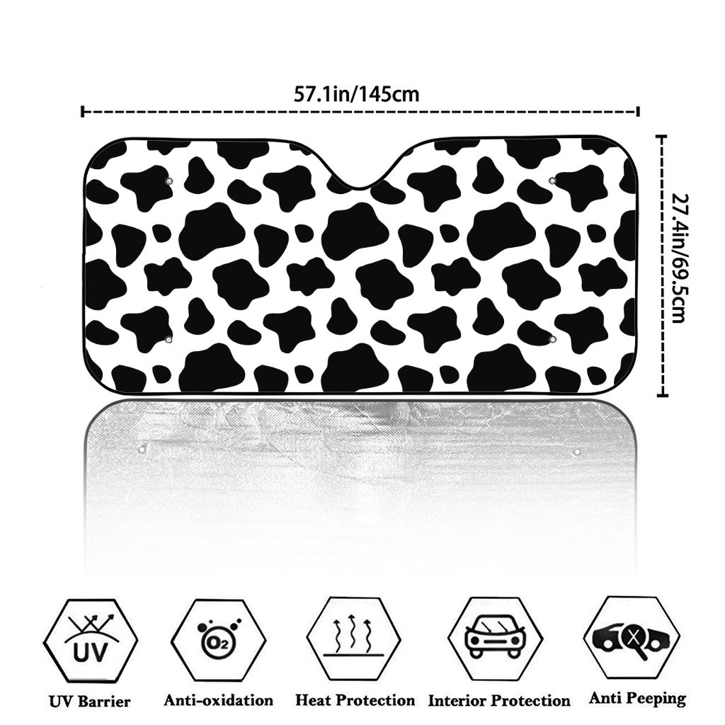 Black And White Cow Print Car Windshield Sun Shade