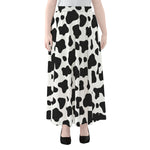 Black And White Cow Print Chiffon Maxi Skirt