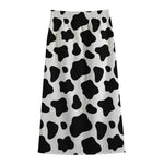 Black And White Cow Print Cotton Front Slit Maxi Skirt