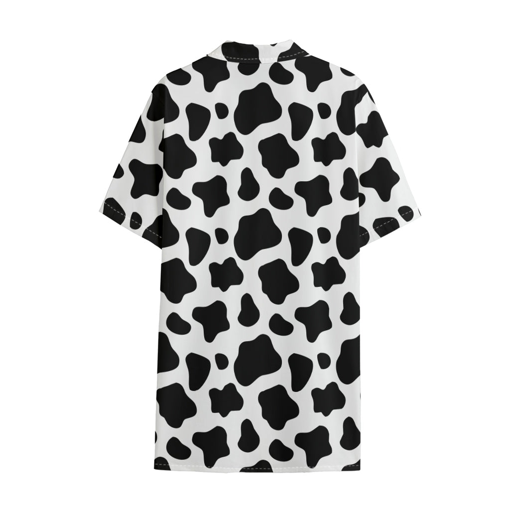 Black And White Cow Print Cotton Hawaiian Shirt