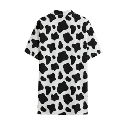 Black And White Cow Print Cotton Hawaiian Shirt