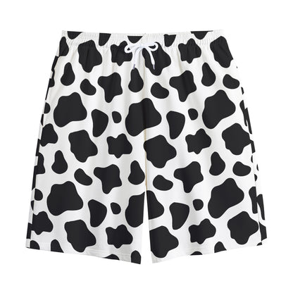 Black And White Cow Print Cotton Shorts