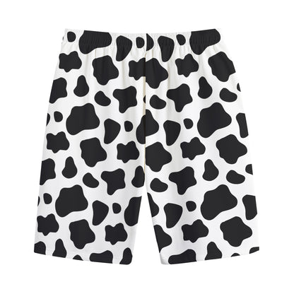 Black And White Cow Print Cotton Shorts