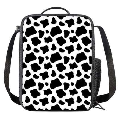 Black And White Cow Print Crossbody Lunch Bag