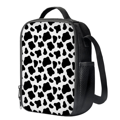 Black And White Cow Print Crossbody Lunch Bag