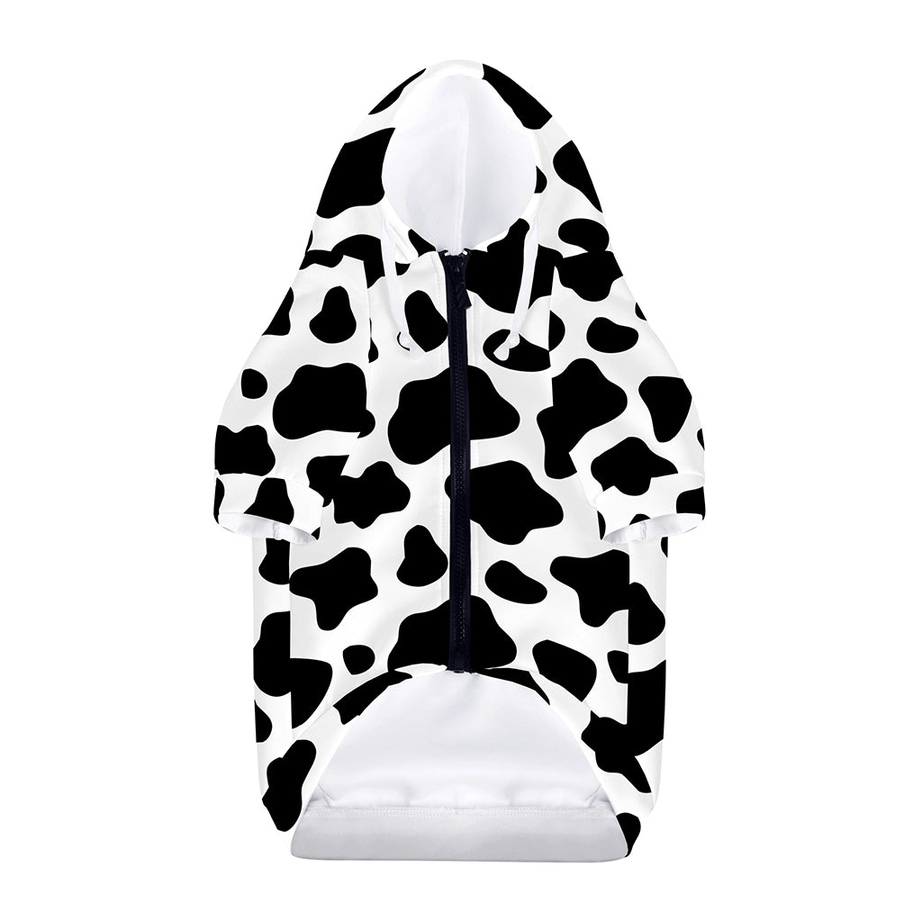 Black And White Cow Print Dog Zip Up Hoodie