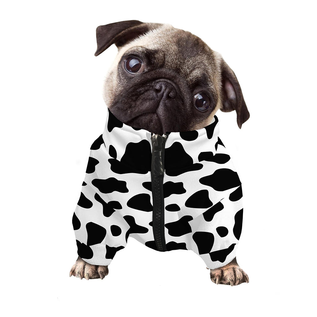 Black And White Cow Print Dog Zip Up Jacket