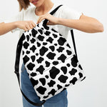 Black And White Cow Print Drawstring Backpack