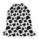 Black And White Cow Print Drawstring Bag