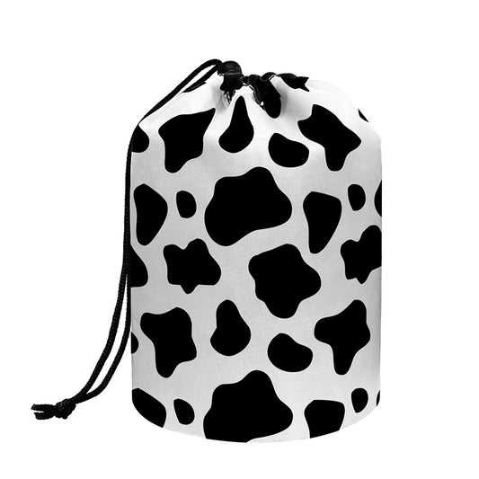 Black And White Cow Print Drawstring Makeup Bag