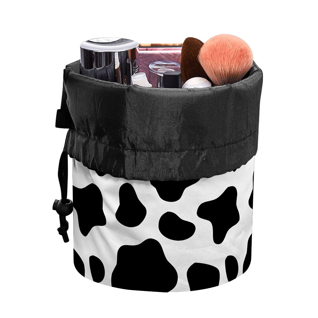 Black And White Cow Print Drawstring Makeup Bag