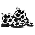 Black And White Cow Print Flat Ankle Boots