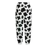 Black And White Cow Print Fleece Lined Knit Pants