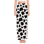 Black And White Cow Print High Slit Maxi Skirt