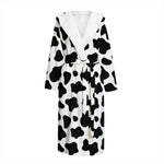 Black And White Cow Print Hooded Bathrobe