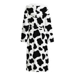 Black And White Cow Print Hooded Bathrobe