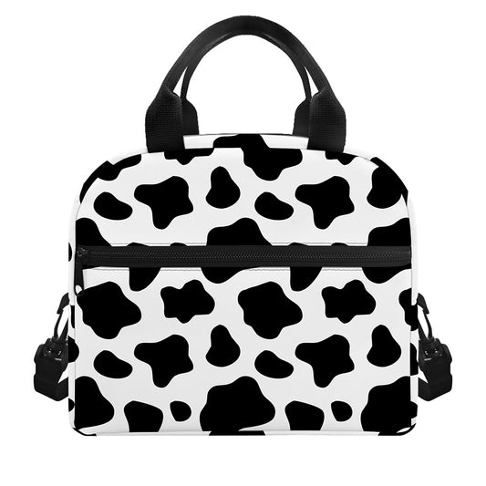 Black And White Cow Print Insulated Lunch Bag