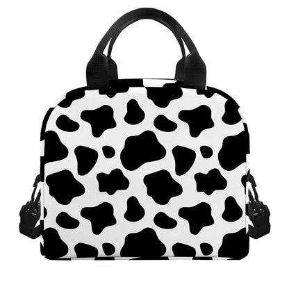 Black And White Cow Print Insulated Lunch Bag