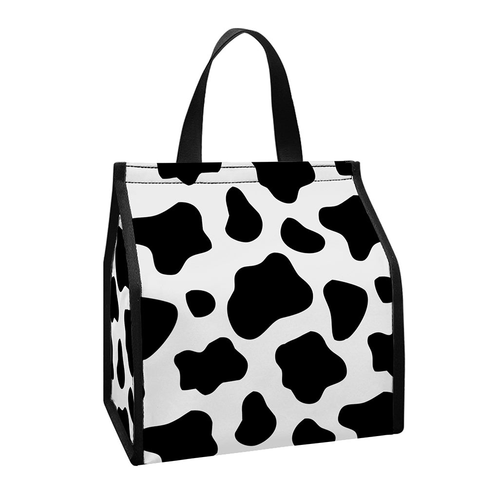 Black And White Cow Print Insulated Lunch Tote