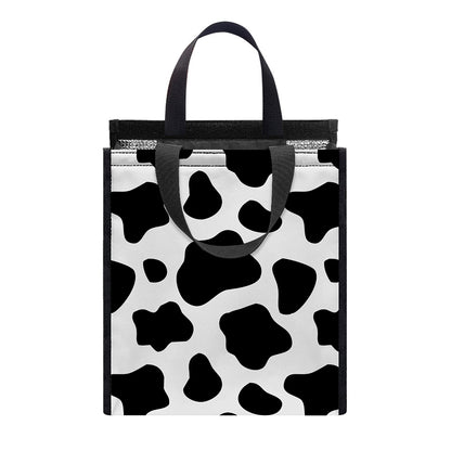 Black And White Cow Print Insulated Lunch Tote
