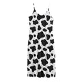 Black And White Cow Print Jersey Midi Cami Dress