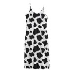 Black And White Cow Print Jersey Midi Cami Dress