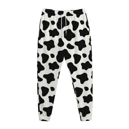 Black And White Cow Print Jogger Pants