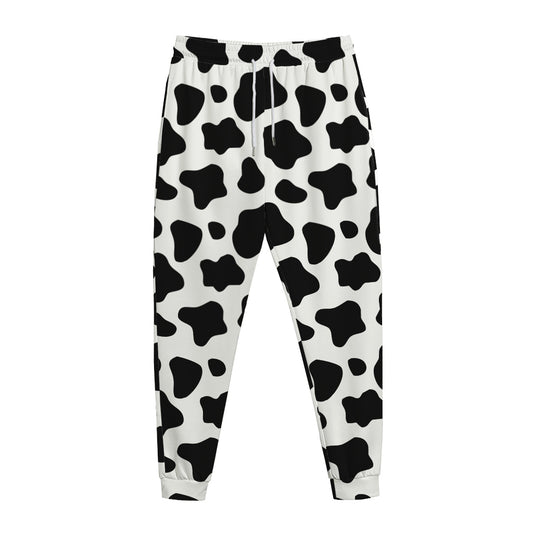 Black And White Cow Print Jogger Pants