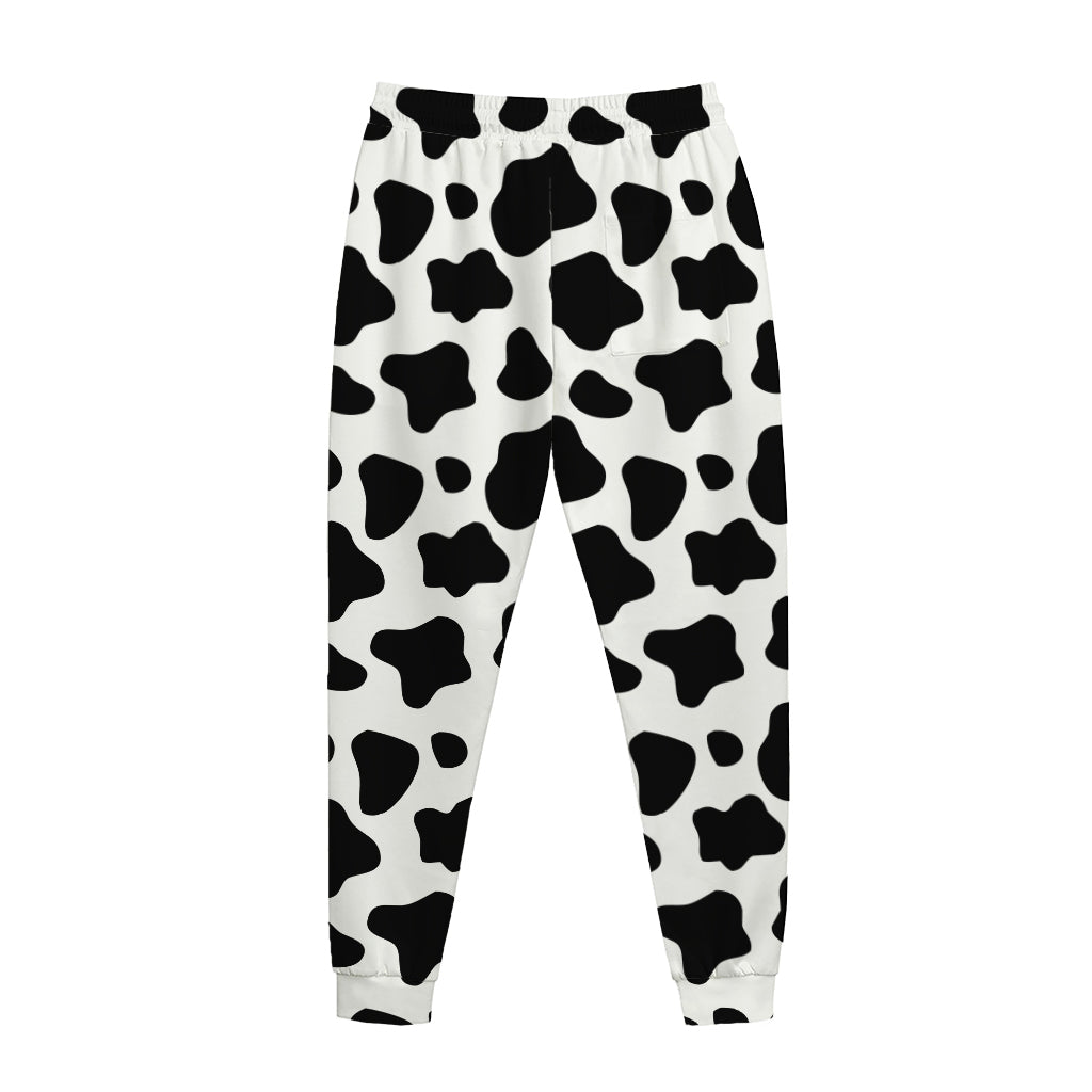 Black And White Cow Print Jogger Pants