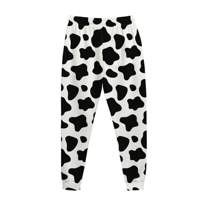Black And White Cow Print Jogger Pants