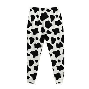 Black And White Cow Print Jogger Pants