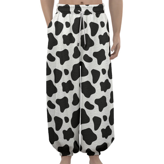 Black And White Cow Print Lantern Pants