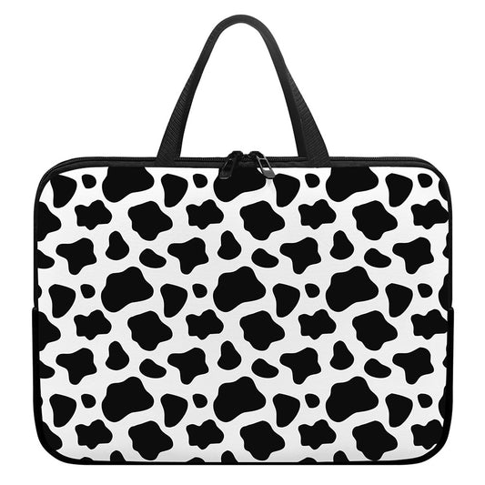 Black And White Cow Print Laptop Sleeve With Handle