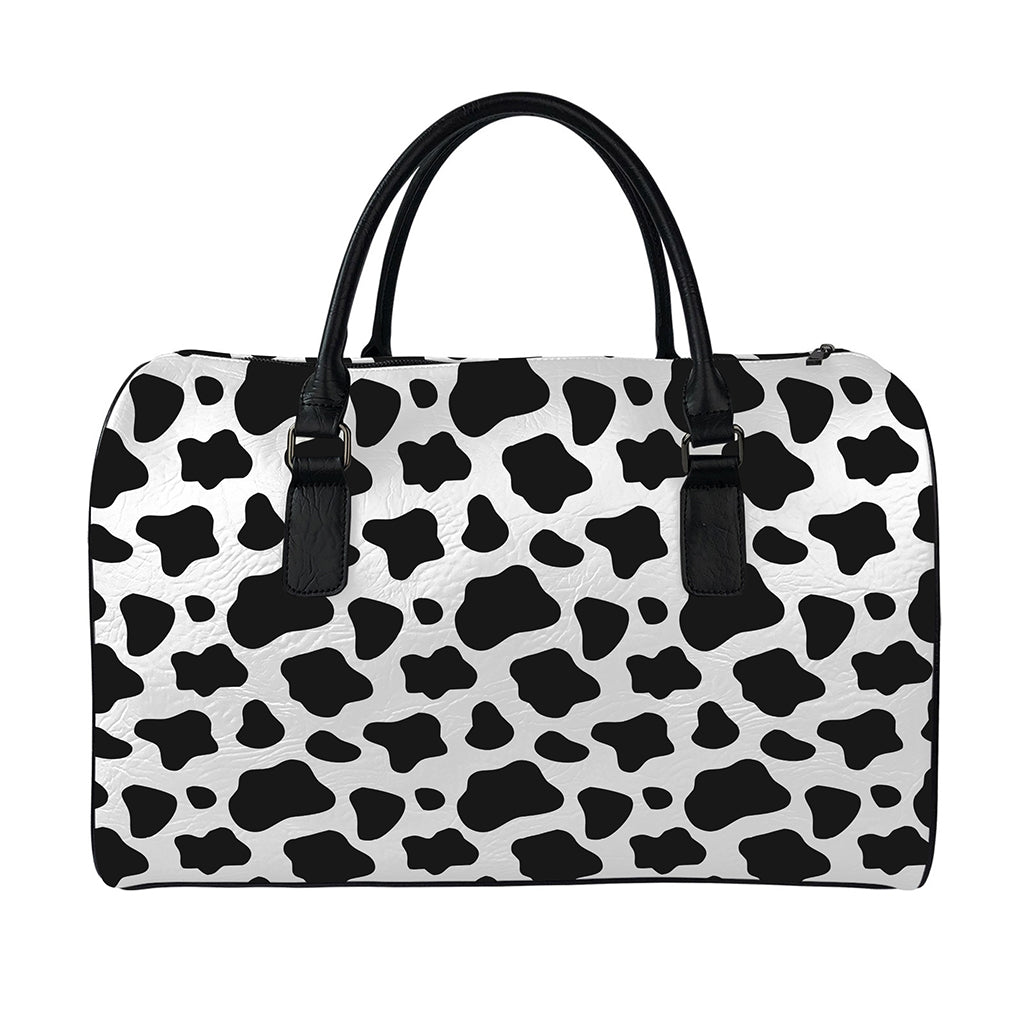 Black And White Cow Print Leather Duffle Bag