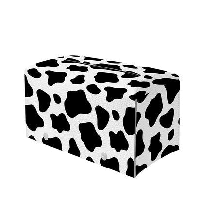 Black And White Cow Print Leather Tissue Box Cover