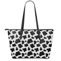 Black And White Cow Print Leather Tote Bag With Zipper