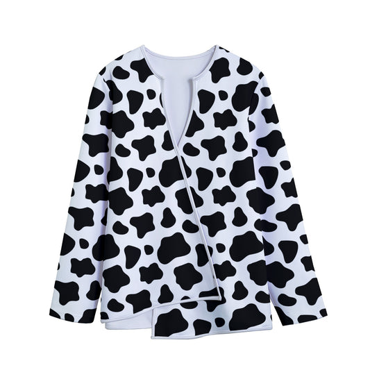 Black And White Cow Print Long Sleeve Short Coat
