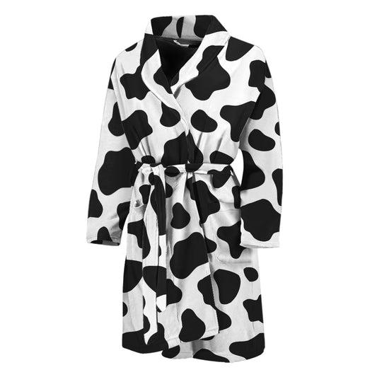 Black And White Cow Print Men's Bathrobe