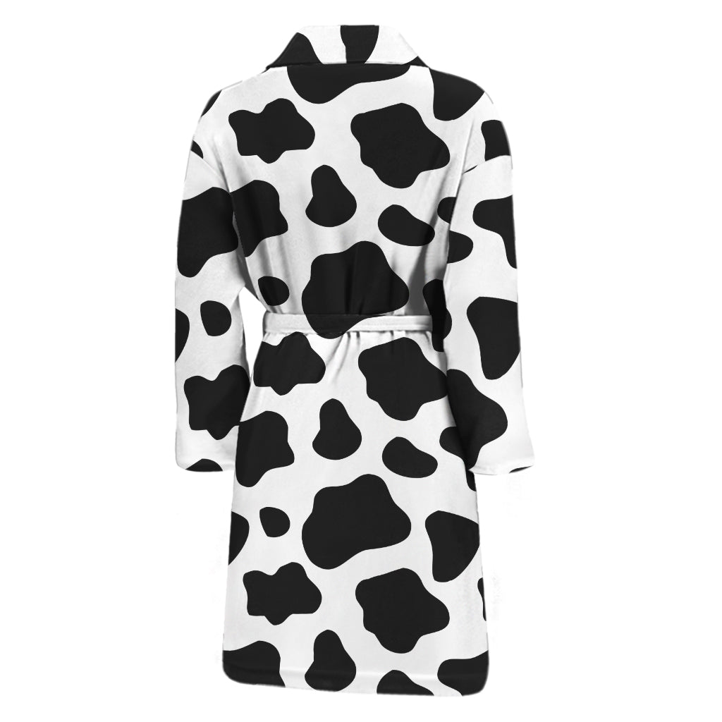 Black And White Cow Print Men's Bathrobe