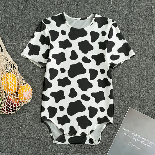 Black And White Cow Print Men's Bodysuit